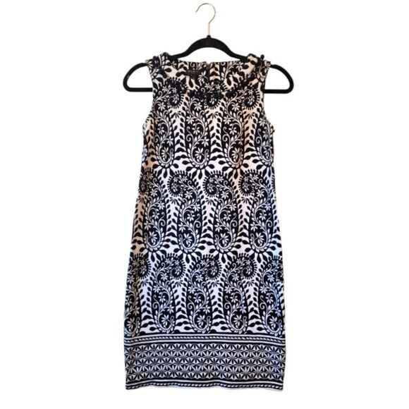 Talbots Petite Black & White Paisley Cotton Dress - Picture 1 of 5